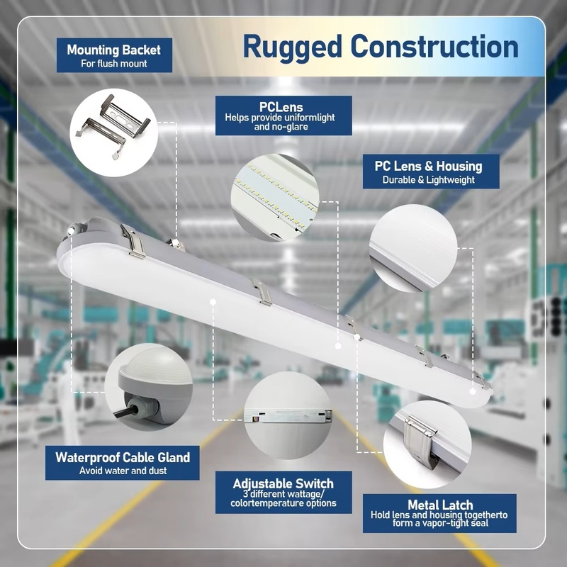 4FT 40W 6000LM IP65 LED Tri Proof Light Waterproof Shop Light Industrial Light Fixture