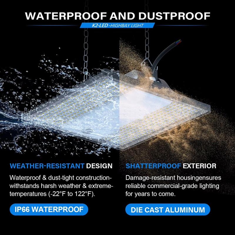 190LM/W High Bay Linear Led Lights IP66 Waterproof Led Linear High Bay Fixture For Warehouse