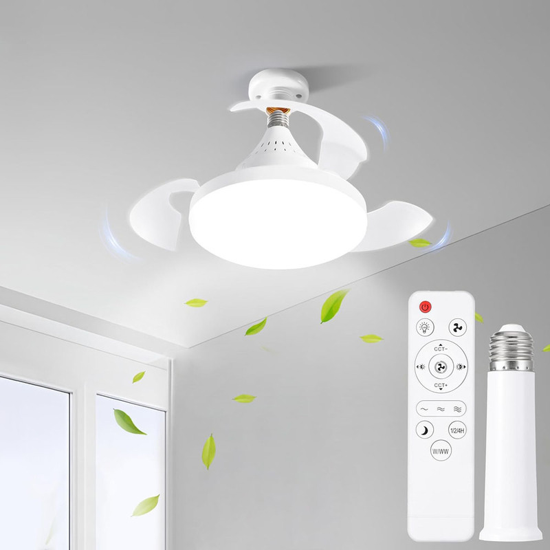 LED Ceiling Fan Light with 3000LM Lumen Flux 50000 hrs Life Span and 3 Wind Speeds for Bedroom Living Room Kitchen