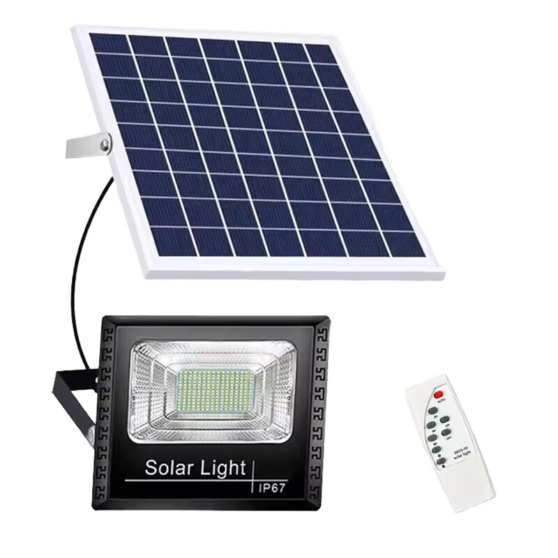 IP67 Waterproof Solar LED Flood Light with Dusk-to-Dawn Auto On/Off and Remote Control for Outdoor Security