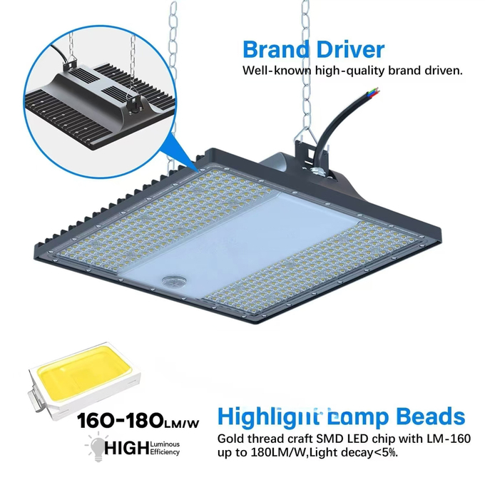 300W Linear High Bay Lights 190LM/W IP66 Waterproof Rectangle High Bay Light Fixture 2